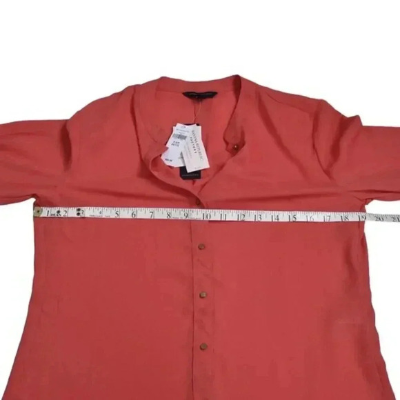 Banana Republic Factory  Ruffle Sleeve Blouse Shirt Gold Buttons Small Petite - Picture 9 of 11